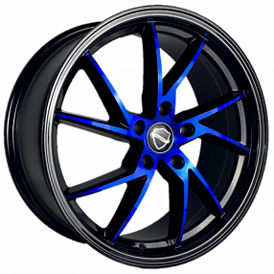 20" Elegance Wheels Sharp Gloss Black with Candy Blue Face Rims