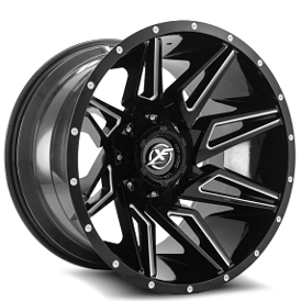 20" XF Off-Road Wheels XF-218 Gloss Black Milled Rims