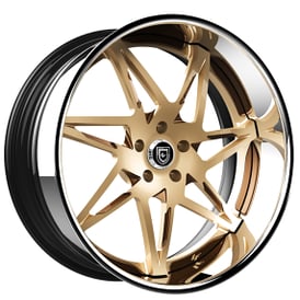 21" Lexani Forged Wheels LF-749 Nirvana Brushed Champagne Gold with Chrome Lip Rims
