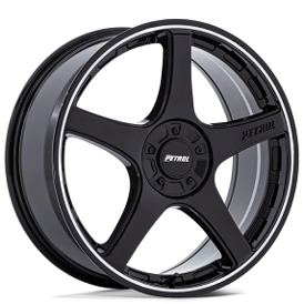 19" Petrol Wheels PE003 P2E Gloss Black with Machined Lip Rims