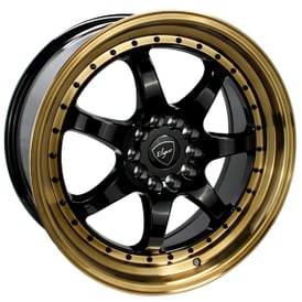 18" Elegant Wheels E26 Gloss Black Face with Bronze Lip Rims