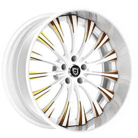 21" Lexani Forged Wheels LF-762 Rogue Gloss White with Brushed Gold Accents Rims