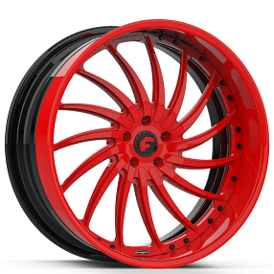 20" Forgiato Wheels Wade FF Gloss Red Face with Black Inner Forged Rims