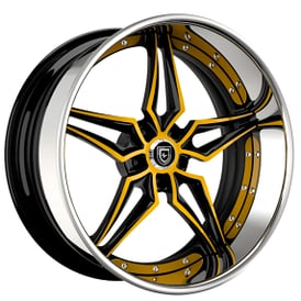 20" Staggered Lexani Forged Wheels LF-733 Insignia Yellow with Black Window Face and Chrome Lip Rims