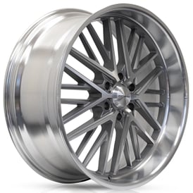 24" Staggered Corsart Wheels R507 Kingpin 6 Gloss Brushed Milled with Diamond Cut Lip Rims 