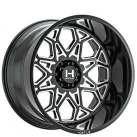 22" Hostile Wheels H132 Anvil Black Milled Off-Road Rims