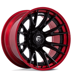 22" Fuel Wheels FC402 Catalyst Matte Black with Candy Red Lip 8-Lug Off-Road Fusion Forged Rims