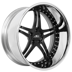 19" Staggered AC Forged Wheels ACF702 Gloss Black with Chrome Lip Three Piece Rims