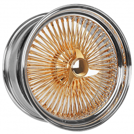 20x8" LA Wire Wheels Standard 150-Spoke Straight Lace Chrome with American Gold Plating Center Rims