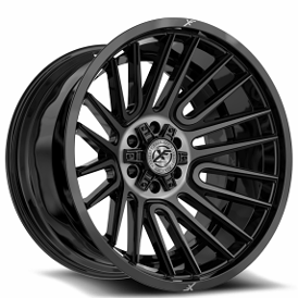 18" XF Off-Road Wheels XF-234 Gloss Black with Brushed Double Dark Tint Rims 