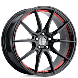 20" Performance Replicas Wheels PR193 Gloss Black with Red Undercut Rims