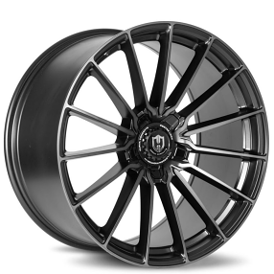 19" Staggered Curva Wheels CFF75 Gloss Black Machined Face with Dark Tint Flow Forged Rims
