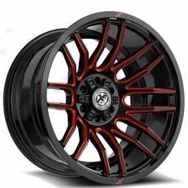 24" XF Off-Road Wheels XF-232 Gloss Black with Red Milled Rims   