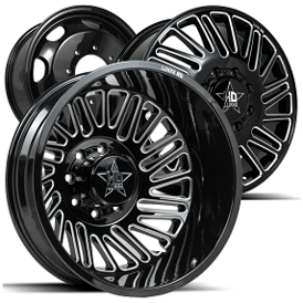 20" Luxxx HD Wheels LHD19 Dually Gloss Black Milled Off-Road Rims