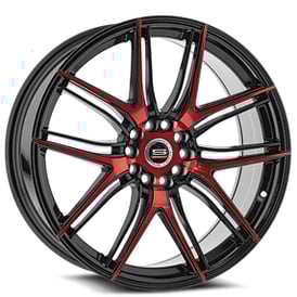 17" SPEC-1 Wheels SP-56 Gloss Black with Red Machined Rims 