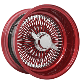 14x6" LA Wire Wheels Reverse 100-Spoke Straight Lace Custom Ruby Red Rims