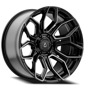 20" Arena Wheel Co A116 Cobra Gloss Black Brushed DDT with Face Clear Off-Road Rims 