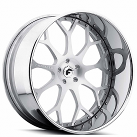 20" Forgiato Wheels Drea Brushed Silver with Chrome Lip Forged Rims