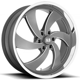 22" U.S. Mags Wheels Desperado 6 U133 Anthracite Milled with Diamond Cut Lip Rims
