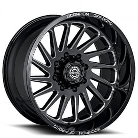 22" Scorpion Wheels Saw Black Milled Off-Road Rims 