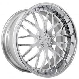 22" AC Forged Wheels ACF701 Chrome with White Window Three Piece Rims 