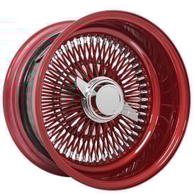 13x7" LA Wire Wheels Reverse 100-Spoke Straight Lace Custom Ruby Red Rims