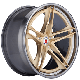19" HRE Wheels S207H Frozen Gold Center with Polished Dark Clear Outer and Inner Forged Rims