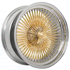 20x8" LA Wire Wheels Standard 150-Spoke Straight Lace Chrome with American Gold Plating Spoke Rims