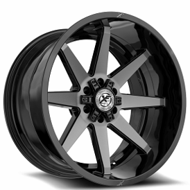 20" XF Off-Road Wheels XF-236 Gloss Black with Brushed Double Dark Tint Rims 