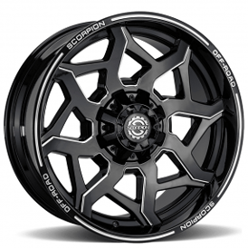 20" Scorpion Wheels Venom Black Milled Off-Road Rims