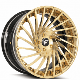 24" Forgiato Wheels Ventoso-ECL Gold over Chrome with Black Inner Forged Rims 