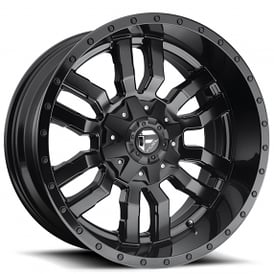 17" Fuel Wheels D596 Sledge Matte Black with Gloss Black Lip Crossover Rims