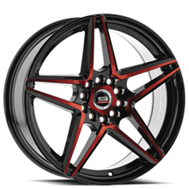 20" SPEC-1 Wheels SP-54 Gloss Black with Red Machined Rims 