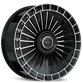 24" Giovanna Wheels Kapletta Gloss Black Machined Flow Formed Floating Cap Rims