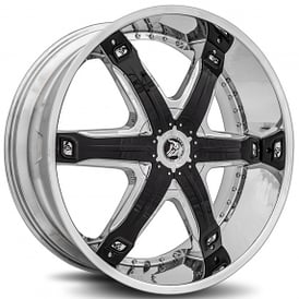 26" Diablo Wheels Fury Chrome with Black Inserts Rims