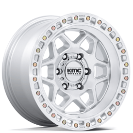 17" KMC Wheels KM553 Torx Gloss Silver with Machined Face Off-Road Rims
