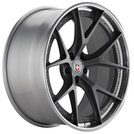 20" Staggered HRE Wheels S101 Satin Charcoal Center with Polished Clear Outer and Gloss Silver Inner Forged Rims
