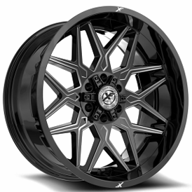 22" XF Off-Road Wheels XF-238 Gloss Black Milled Rims 
