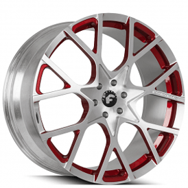 22" Forgiato Wheels Insetto-M Brushed Silver with Red Accents Forged Rims