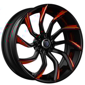 20" Staggered Lexani Forged Wheels LZ-753 Matisse Satin Black with Red Tips Rims