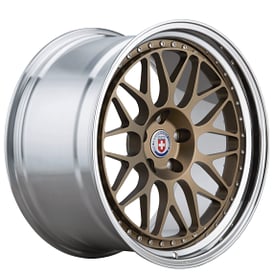 22" HRE Wheels 300 Satin Bronze Center with Polished Clear Barrel Forged Rims