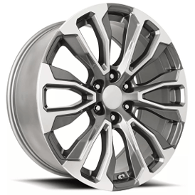 24" GMC Denali 12 Spoke Wheels FR 203 Gray with Machined Face OEM Replica Rims