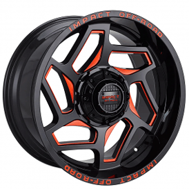 20" Impact Off-Road Wheels 826 Gloss Black with Red Milled Rims