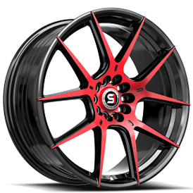 20" SPEC-1 Wheels SP-71 Gloss Black with Red Machined Rims 