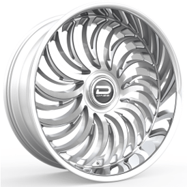 24" DAZZ Wheels D103 Heat Gloss Silver Brushed Face with Chrome Stainless Steel Lip Rims  