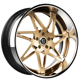 26" Lexani Forged Wheels LF-749 Nirvana Brushed Champagne Gold with Chrome Lip Rims