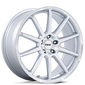 19" Staggered TSW Wheels TW004 Canard Gloss Silver with Machined Face Flow Formed Rims
