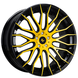 19" Lexani Forged Wheels LZ-104 Gloss Black with Yellow Accents Rims