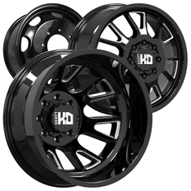 20" Luxxx HD Wheels LHD37 Dually Gloss Black Milled Off-Road Rims