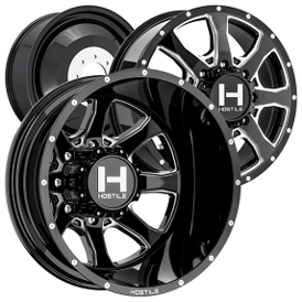 22" Hostile Wheels H403 Kodiak Dually Black Milled Off-Road Rims